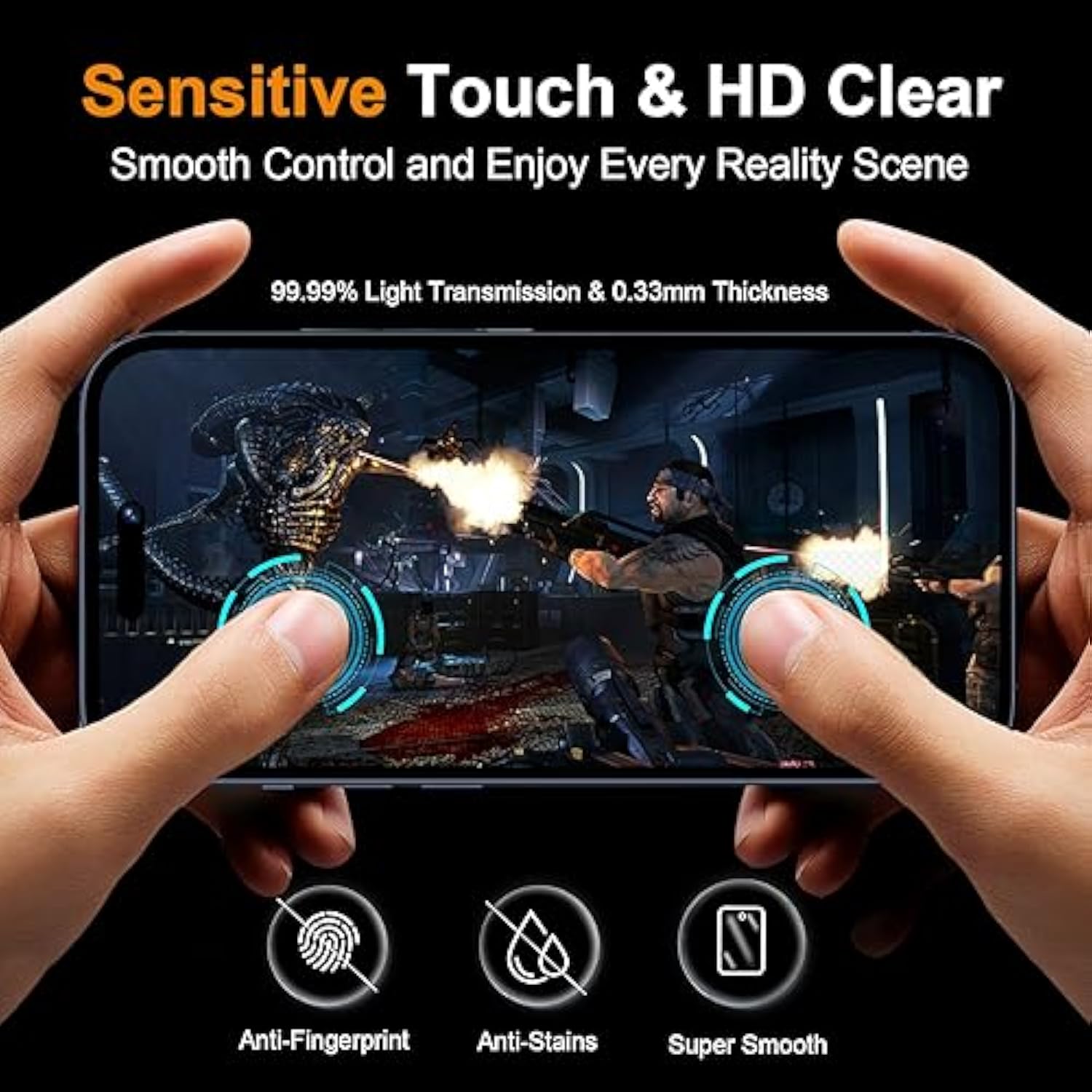 3 Pack iPhone 15 Pro Max 6.7 Inch Privacy Screen & Camera Protector Black