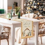 Jesus Christmas Decoration Holy Night Nativity Christ Table Runner Merry Christmas Tabletop Cover,Seasonal Winter Xmas Party Decorations For Home Indoor Kitchen Dining