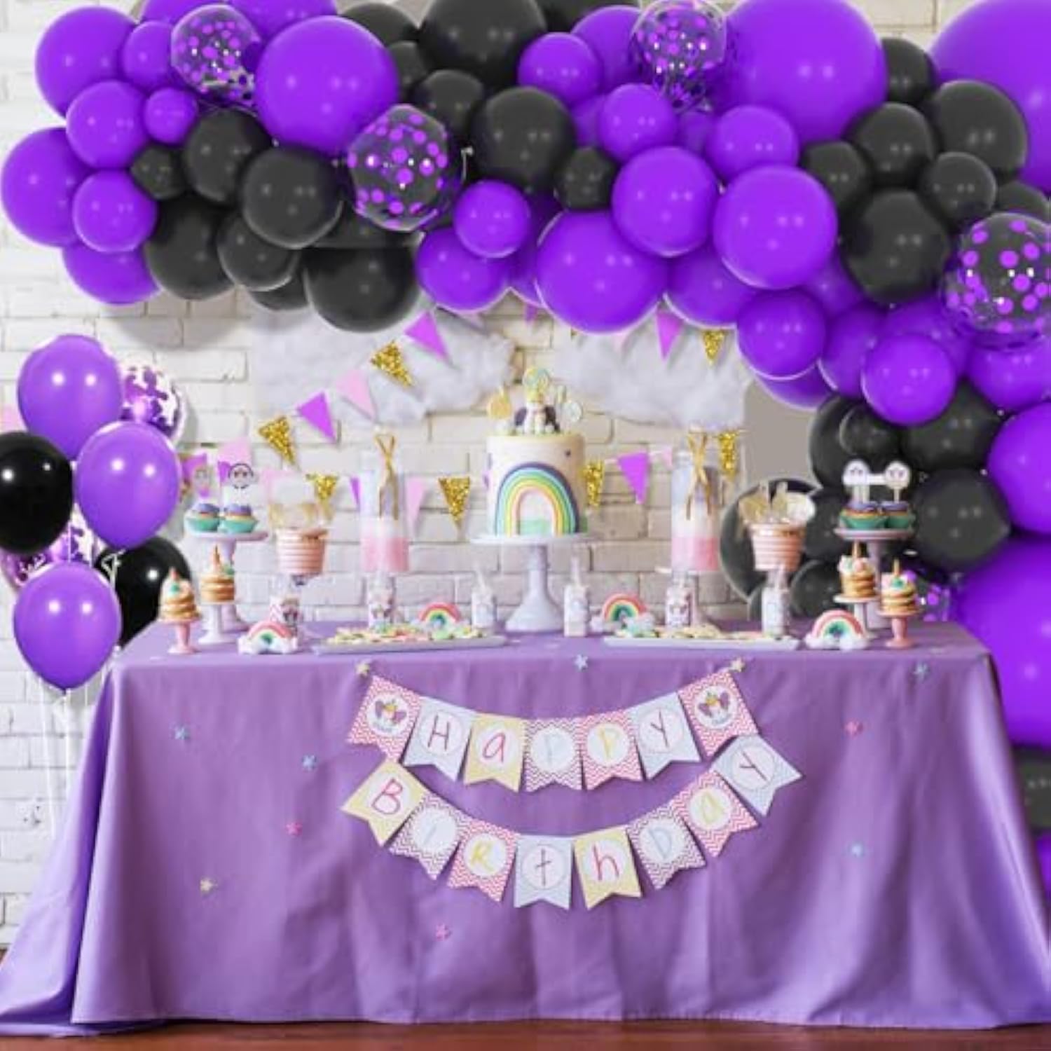 Purple Black Balloon Garland Arch Kit - 117Pcs Black And Purple Balloo
