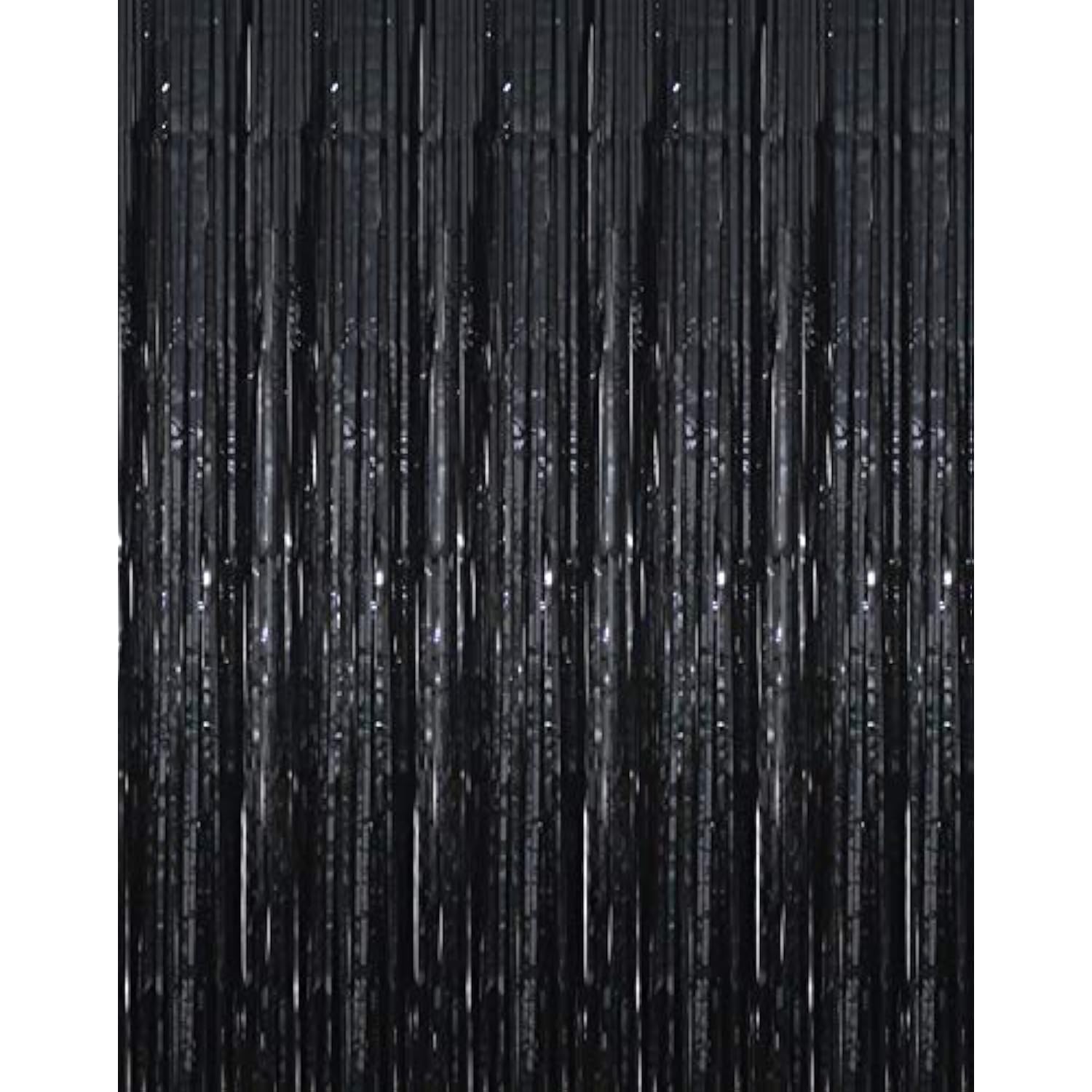 2 Pack Black Metallic Foil Fringe Curtains 6.4x9.8ft Party Backdrop