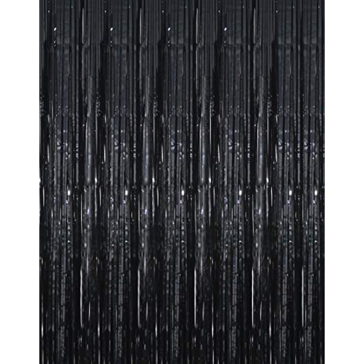2 Pack Black Metallic Foil Fringe Curtains 6.4x9.8ft Party Backdrop