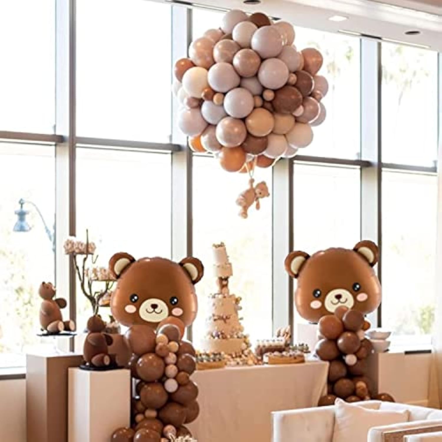 24" Bear Balloons - Teddy Bear Foil Animal Balloons For Baby Shower Decor - We Can Bearly Waits Theme