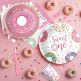 Donut “Sweet One” 1st Birthday Party Set – Pink Tableware for Girls, Serves 24 Guests