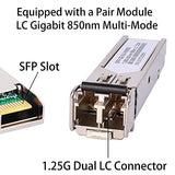 A Pair Of 1.25G/S Bidi Gigabit Multi-Mode Fiber Ethernet Media Converter With 2Pcs Bidi Sfp Lc Dual Transceiver Module Included, 10/100/1000Base-Tx To 1000Base-Sx Smf Rj45 To Sfp Slot Up To 550M