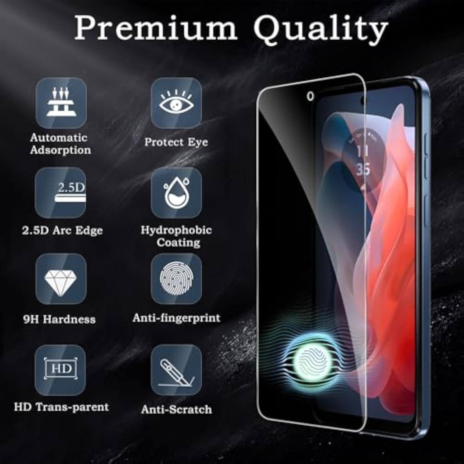 Privacy Screen Protector For Motorola Moto G Play 2024, Shatterproof Tempered Glass Accessories, Tempered Glass Film, Case Friendly Ultra Resistant 9H Hardness Anti-Glare Hd Black -3 Pack