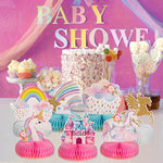 9 Pieces Unicorn Rainbow Honeycomb Centerpiece For Table Decorations Shiny Topper Birthday Party Supplies