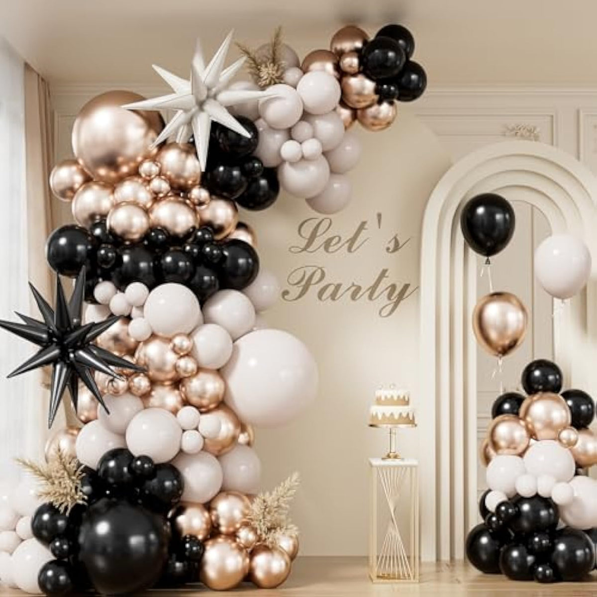 Black Gold Balloon Arch Kit 125pcs Metallic Star Balloons for Party Decorations