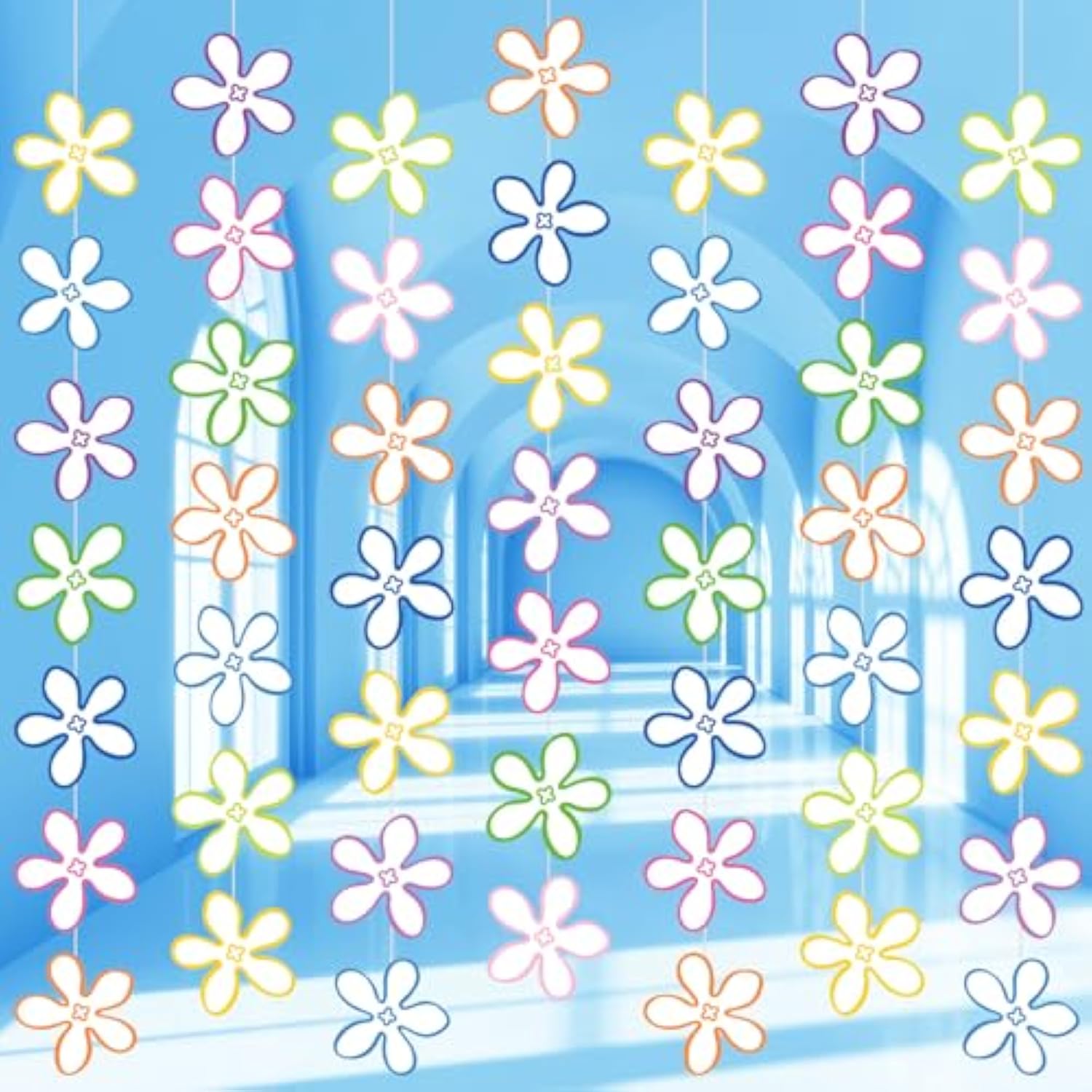 8 Pcs Sponge Party Decorations Cartoon Flowers Bubbles Garland Banner Under The Sea Hanging Garland Ocean Ceiling Streamer Cutouts For Baby Shower Birthday Photo Props Summer Decor Supplies