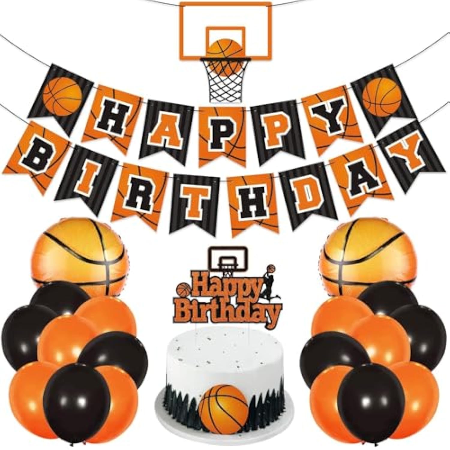 Basketball Birthday Party Decorations – Slam Dunk Banner, Cake Toppers & Photo Props for All Ages