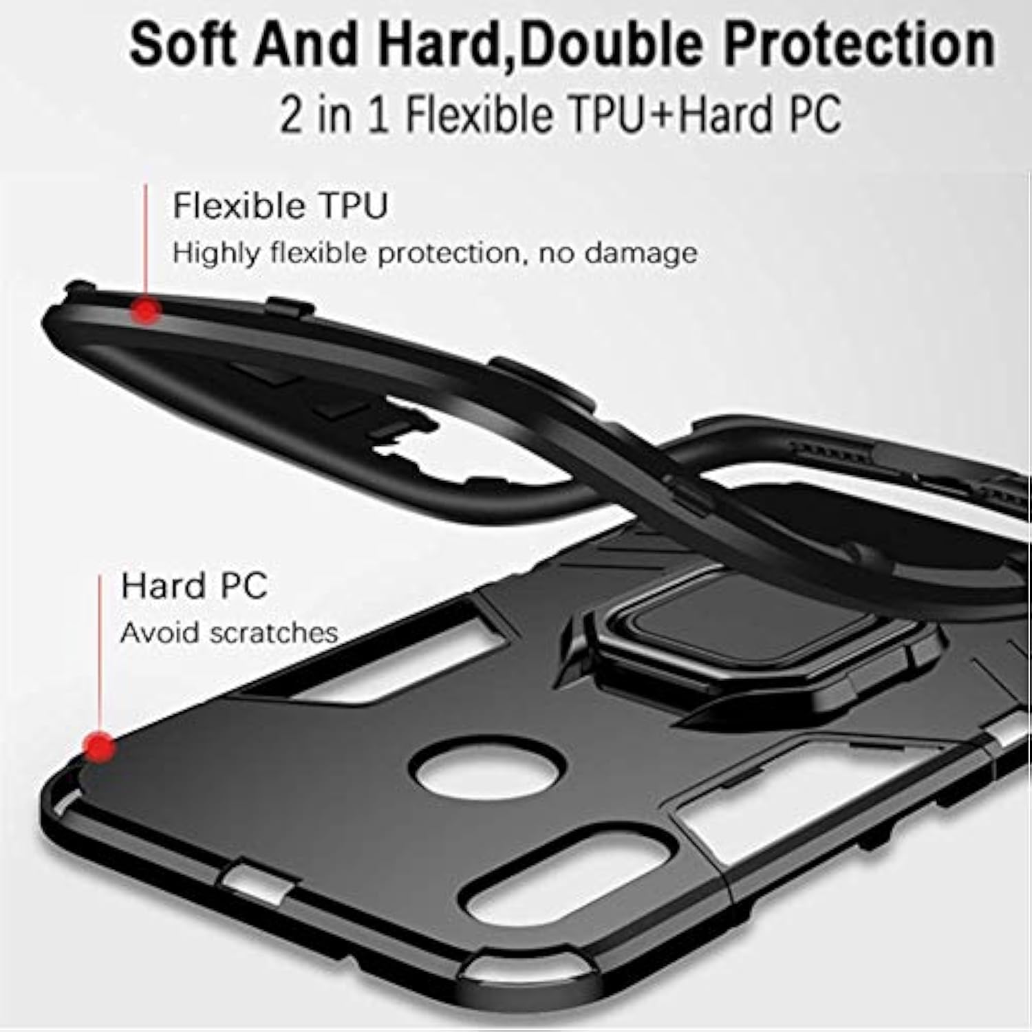 Huawei P30 Lite Case, 2 in 1 Hybrid Heavy Duty Armor Shockproof Defender