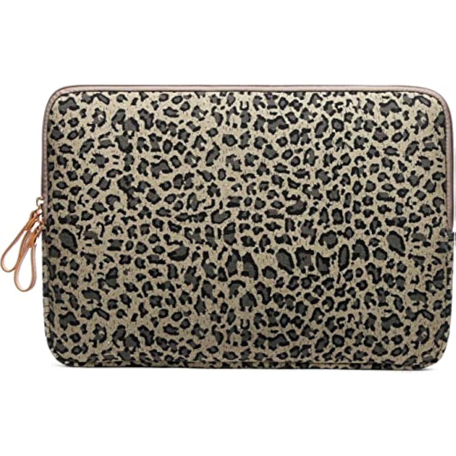 XSKN 13 inch Yellow Cheetah Zipper Canvas Fabric Stylish Leopard's Spots Print Style Laptop Sleeve for MacBook/Dell/HP/Lenovo/Sony/Toshiba/Acer/Samsung/Haier etc.