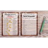 30 Sheet Rustic Word Scramble Housewarming Party Game Cards for New Homeowners