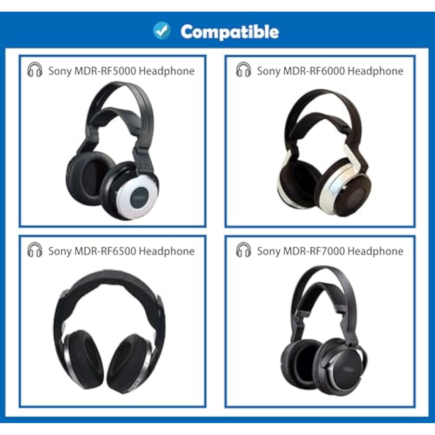 Professional Replacement Earpads Cushion Compatible With Sony Mdr-Rf5000 Mdr-Rf6000 Mdr-Rf6500 Mdr-Rf7000 Headphones Ear Pads With Skin-Friendly Leather And Memory Foam