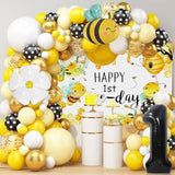 Happy 1St Bee Day Backdrop First Bee Day Birthday Party Decorations Girl Boy So Sweet To Bee One 1St Birthday Decor Bumble Bee Balloons Fun To Bee One Baby Shower