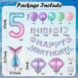 Mermaid 5Th Birthday Party Decorations Includes Happy Birthday Party Banner, Purple Pink Green Mermaid Tail Balloons Kit For Girls Women Baby Shower Supplies