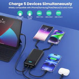Portable Charger 40800Mah Power Bank With 3 Built-In Cable,25W Pd Usb C In&Out Power Bank Fast Phone Charging,Qc4.0 Led Display Portable Battery Pack Compatible With Iphone 16/15, Galaxy Android-Black