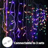 13Ft Icicle Christmas Lights 96 Led Usb/Battery Curtain Fairy Lights With 18 Drops Icicle Lights For Wedding Christmas H