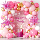 137Pcs Pink And Gold Balloons Garland Arch Kit With Stars - 5 10 12 18 Inch Light Pink White Gold Latex Balloons For Birthday Baby Shower Bridal Shower Wedding Valentine’S Party Decorations