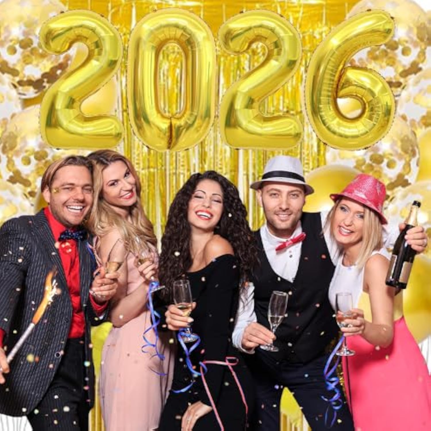 2026 Gold Number Foil Balloons 16 Inch Happy New Year Party Decorations