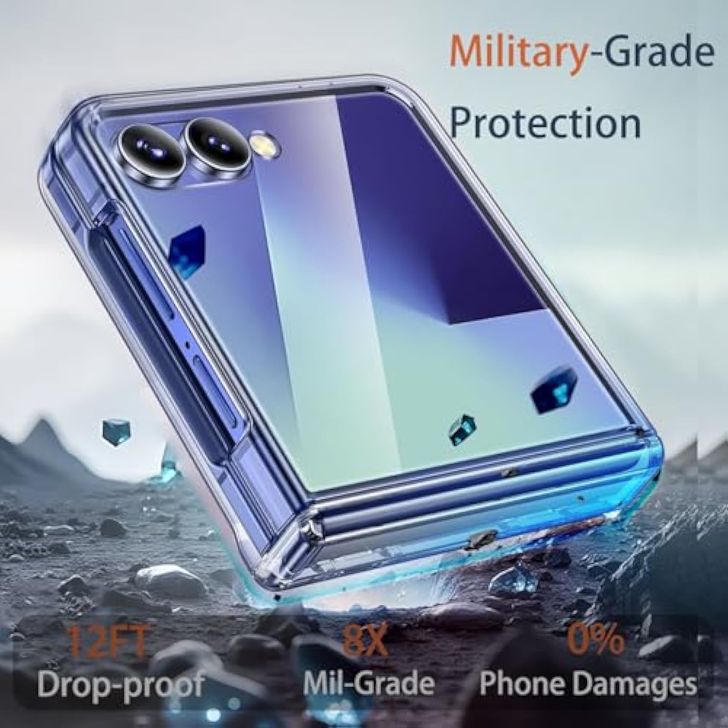 For Samsung Galaxy Z Flip 7 Case,With Privacy Screen Protector & Hinge Protection,Anti-Yellowing, Anti-Fingerprint,Hard Pc Ultra-Durable Case For Samsung Z Flip 7,Clear