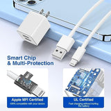 Usb Wall Charger And Lightning Cable,[Apple Mfi Certified] Iphone Charger With Lightning Cord,2 Ports Charging Plug Block Box For Iphone 12/11/Xr/X/Xs/Xr/8/7/6/6S Plus/Se/5C/Ipad-10Ft-White