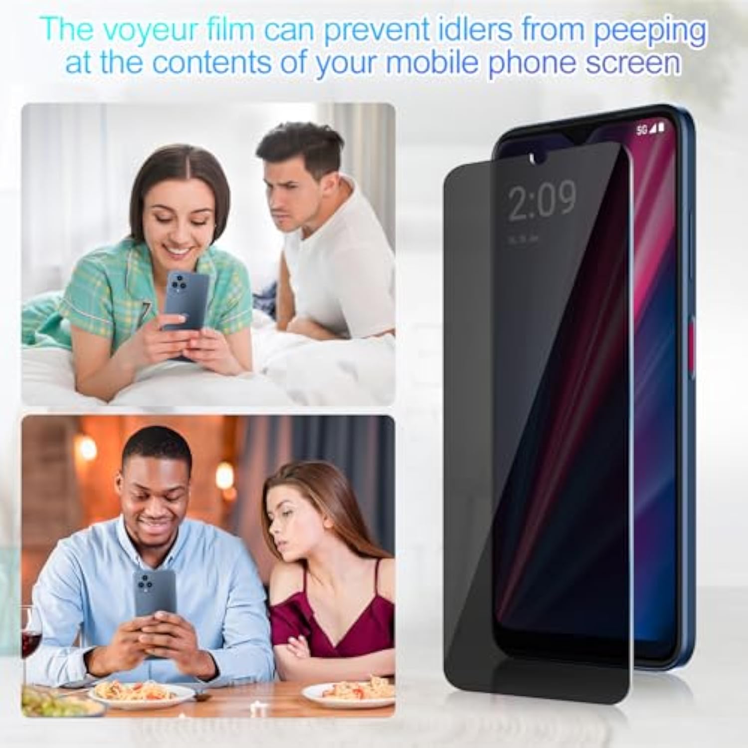 3 Pack Privacy Screen Protector For T-Mobile Revvl 6 5G [Anti-Spy Tempered Glass], Ultra Hd, Anti-Scratch, Bubble-Free, Easy Install 9H Protective Glass For Revvl 6 5G
