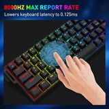 K631 He Rapid Trigger Rgb Gaming Keyboard, 68 Keys Wired Mechanical Keyboard W/Hyper-Fast Actuation, Hall Effect 8K Polling Magnetic Switch, Actuation Point Adjustable, Strap Version