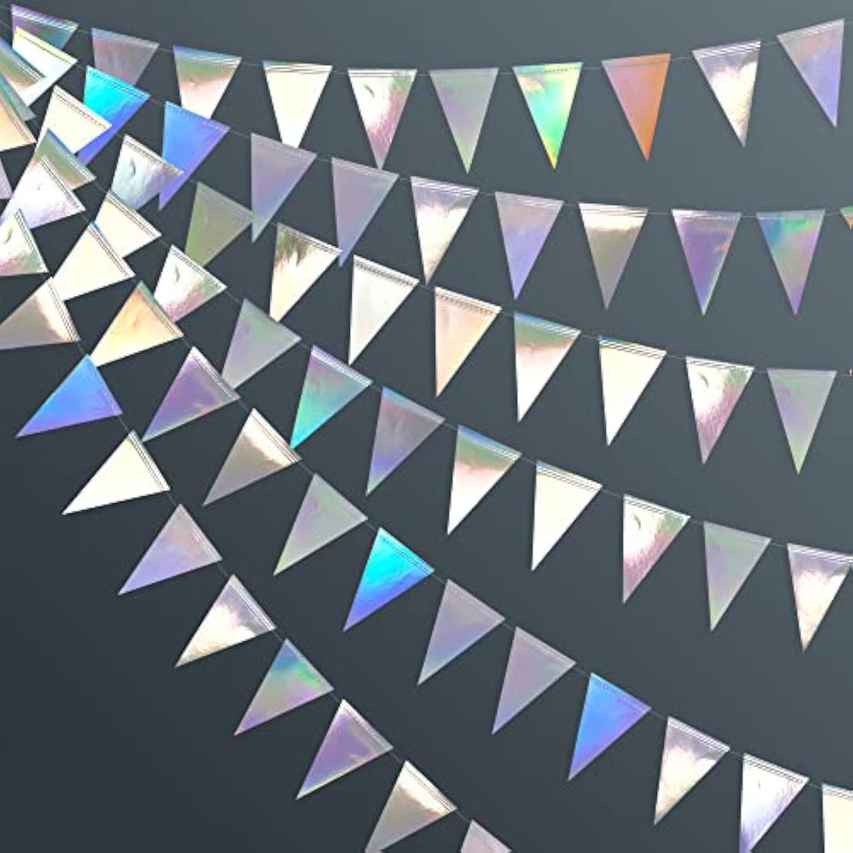 40 Ft Iridescent Triangle Banner Flag Double Sided Metallic Holographi