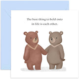 Old English Co. Cute Wedding Anniversary Card For Husband Or Wife - Who You Have Beside You Bear Valentine'S Day Friendship Card | Blank Inside With Envelope