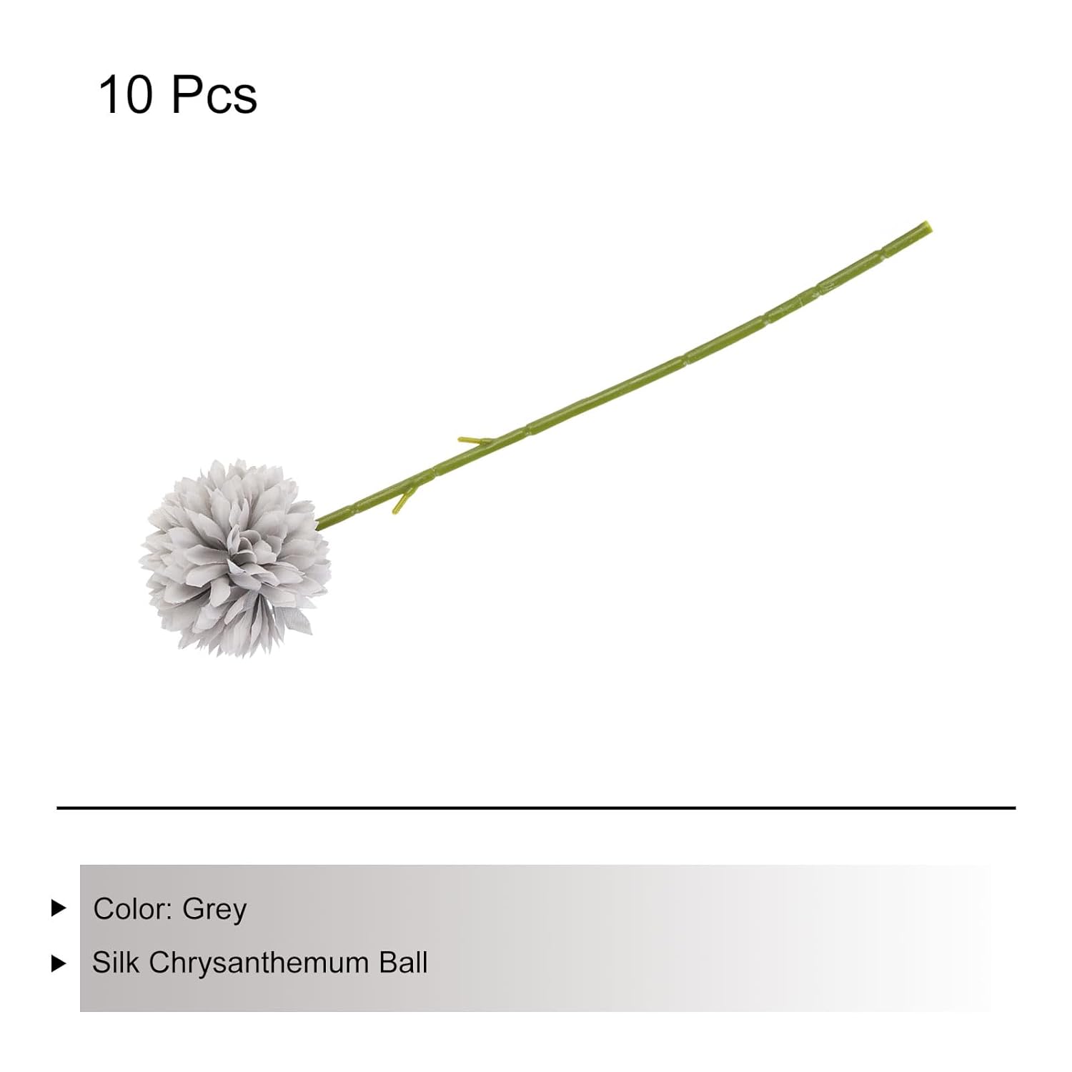 Artificial Flower Heads, Silk Chrysanthemum Ball Hydrangea Grey Faux Flowers For Diy Craft Wedding And Party Decoration Pack Of 10