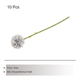Artificial Flower Heads, Silk Chrysanthemum Ball Hydrangea Grey Faux Flowers For Diy Craft Wedding And Party Decoration Pack Of 10