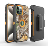 Camo Design Defender Case Designed For Iphone 16, Protective Defender Shockproof Hybrid Case Dual Layer Hard Protective Cover Compatible With Iphone 16 (Clip+Camo Orange)