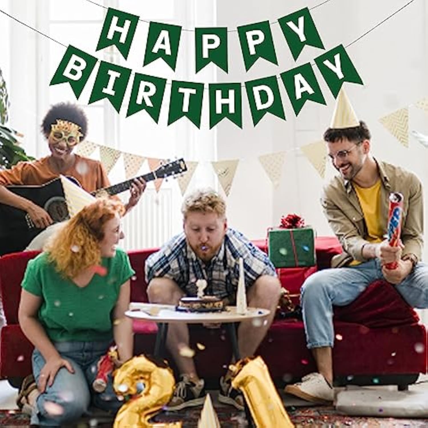 Green Happy Birthday Banner, Birthday Party Supplies for Boys & Girls