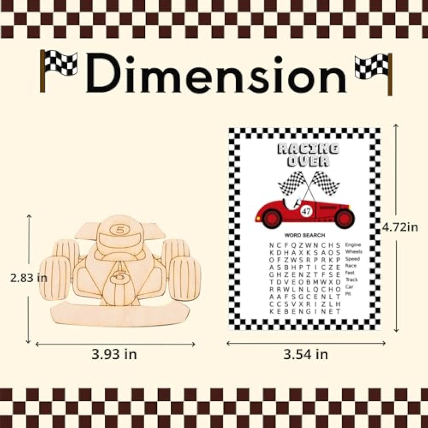 Thank You For Coming Gifts For Kids - Race Car Party Favors - 24 Pcs Race Car Party Supplies - Race Car Wooden Painting Kit For Kids - Kids Birthday Boys Girls Gifts Bulk