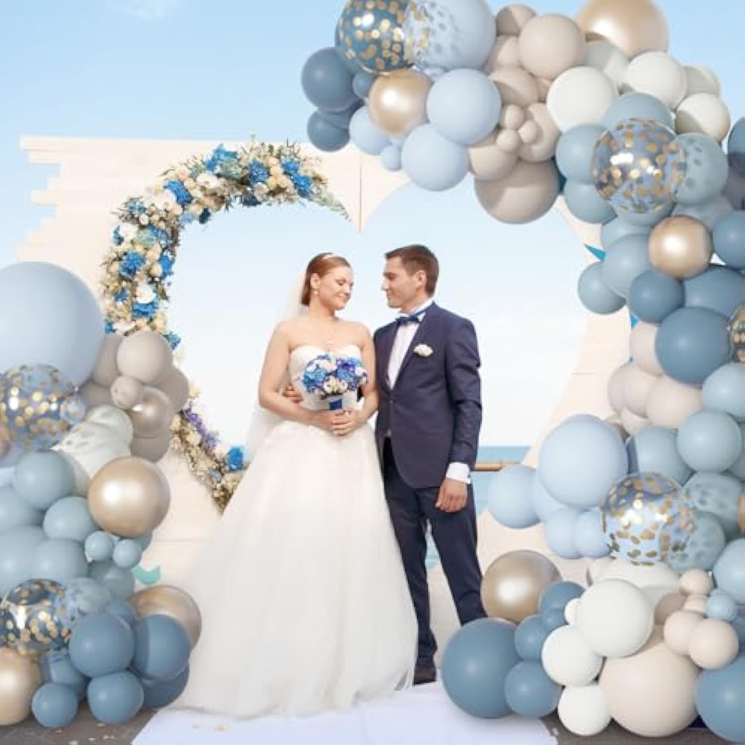 Dusty Blue Balloon Garland Kit – 115 Pcs Baby Blue & White Balloons for Party Decor