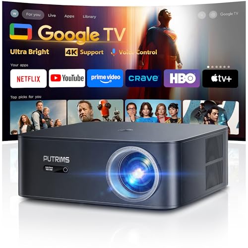 [Updated 2000 Ansi/Google Tv/4K Support] Smart-Projector With Wifi 6 And Bluetooth, Built-In Apps, Outdoor Movie Proyector, 1080P Home Theater Auto Focus Projector, K12 (Gray, Standard)