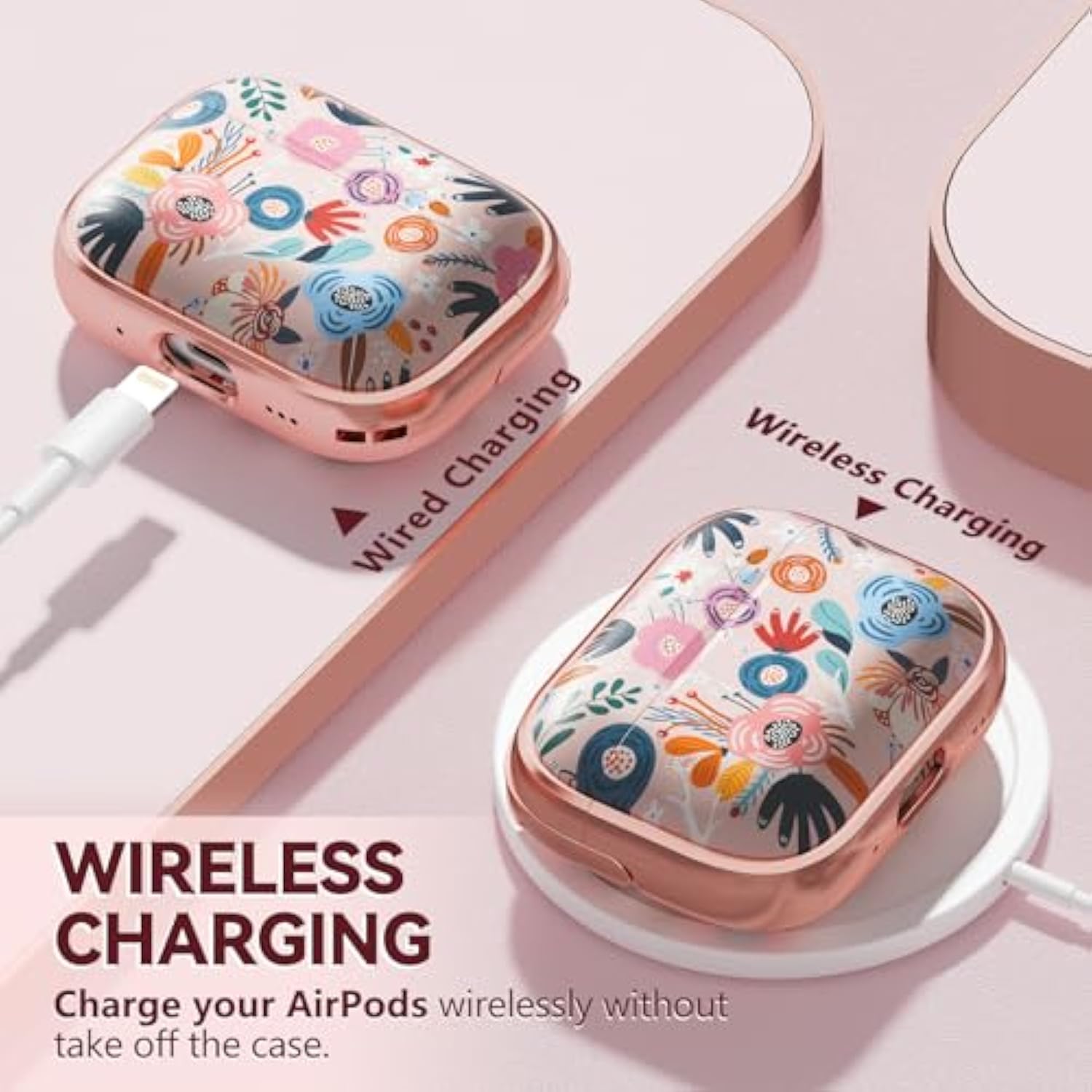 For Airpods Pro 2Nd Generation Case Cover With Lock, Flowers Cute Airpod Pro 2 Case Hard Ipod Pro Cases For Women Girls With Cleaner Kit For Airpod Pro Cases (2023 Usb-C /2022/2019) - Pink