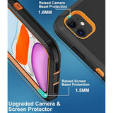 For Iphone 11 Case, With Built In Screen Protector Heavy Duty Drop Protection, Full Body Rugged Shockproof Dust Proof 3- Layer Tough Protective Phone Cover For Apple Iphone 11 Black/Orange