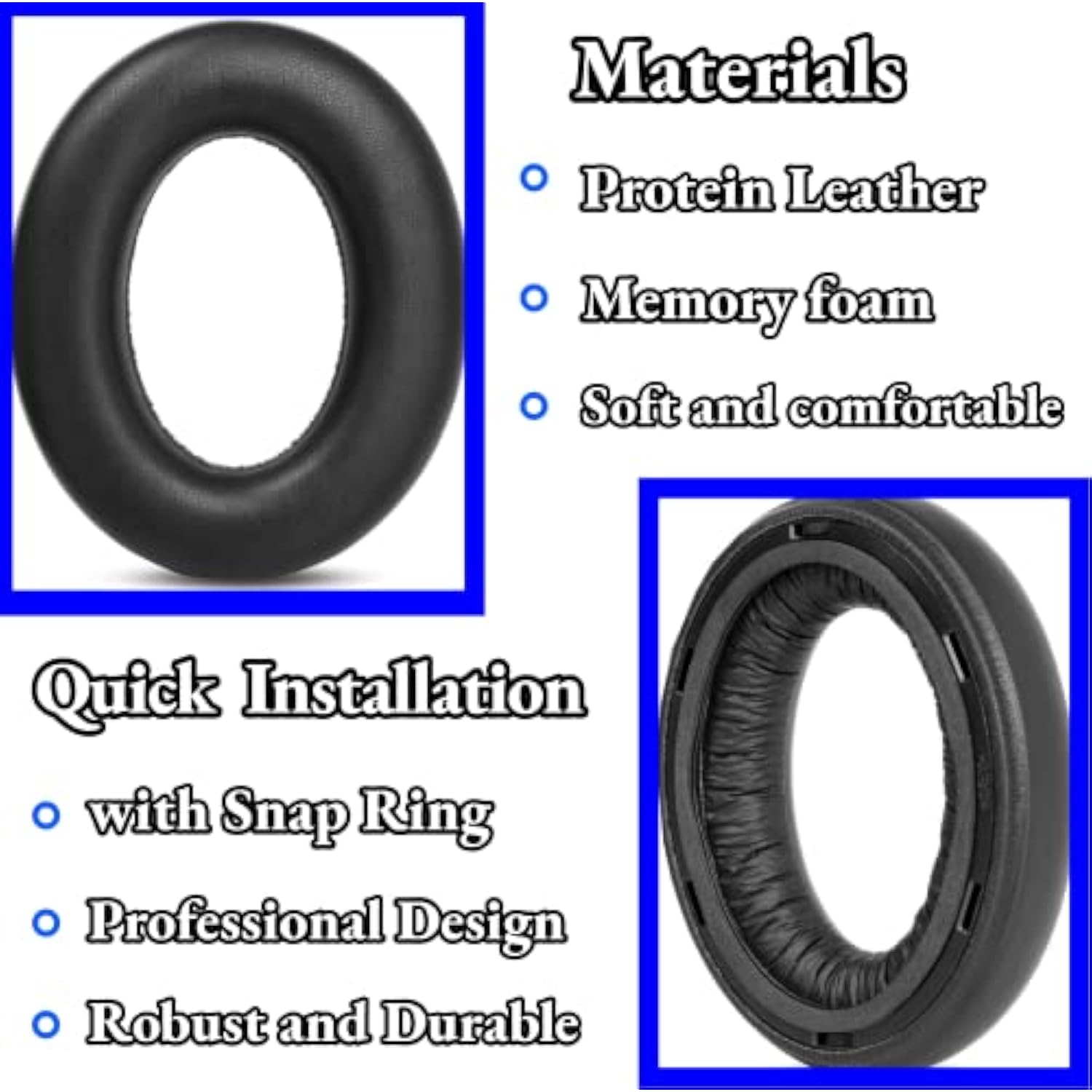 Momentum 4 Earpads Ear Cushions Compatible With Sennheiser Momentum 4 Wireless Headphones Protein Leather Replacement Ear Pads Headband Protective Pads (Black)