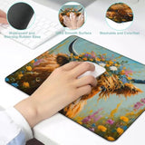 Mouse Pad Cow With A Flower Wreath Computer Mousepad Washable Non-Slip Rubber Base Mouse Mat,Laptop Desk Accessories Decoration 9.5 Inches X 7.9 Inches