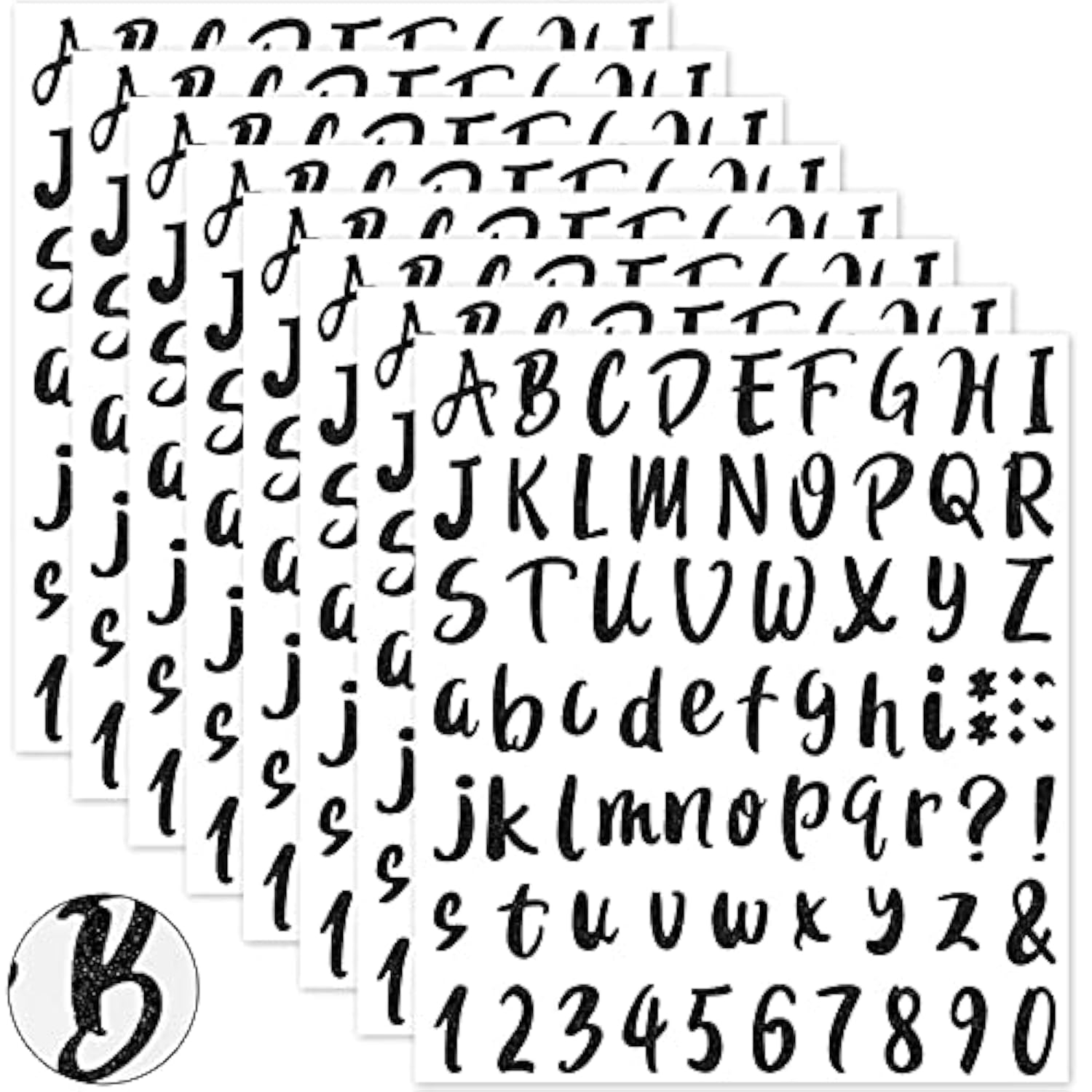 Christmas 576 Pcs 8 Sheets Glitter Letters Stickers Self Adhesive Vinyl Letter Alphabet Number Stickers Mailbox Numbers Sticker, Decals For Classroom Decor, Sign, Door(1.5 Inch,Black)