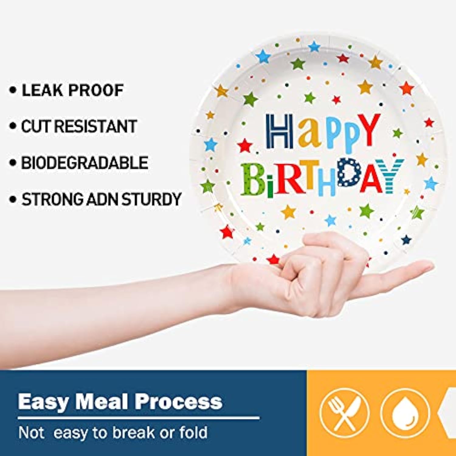Happy Birthday Party Plates, 9Inch-50Pcs, Birthday Party Paper Plates, For Decorations