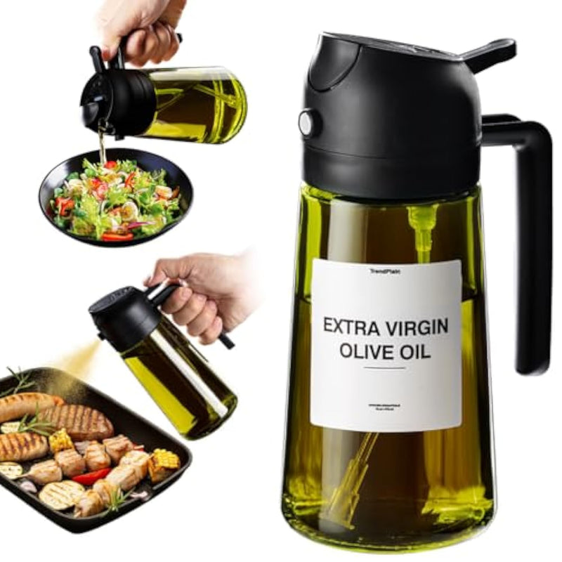 - Original 16Oz/470Ml Olive Oil Dispenser Bottle For Kitchen Gadgets And Air Fryer Accessories - Olive Oil Sprayer For Cooking W/Stickers - Black