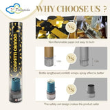 6 Pcs Black & Gold 12in Confetti Poppers Party Supplies