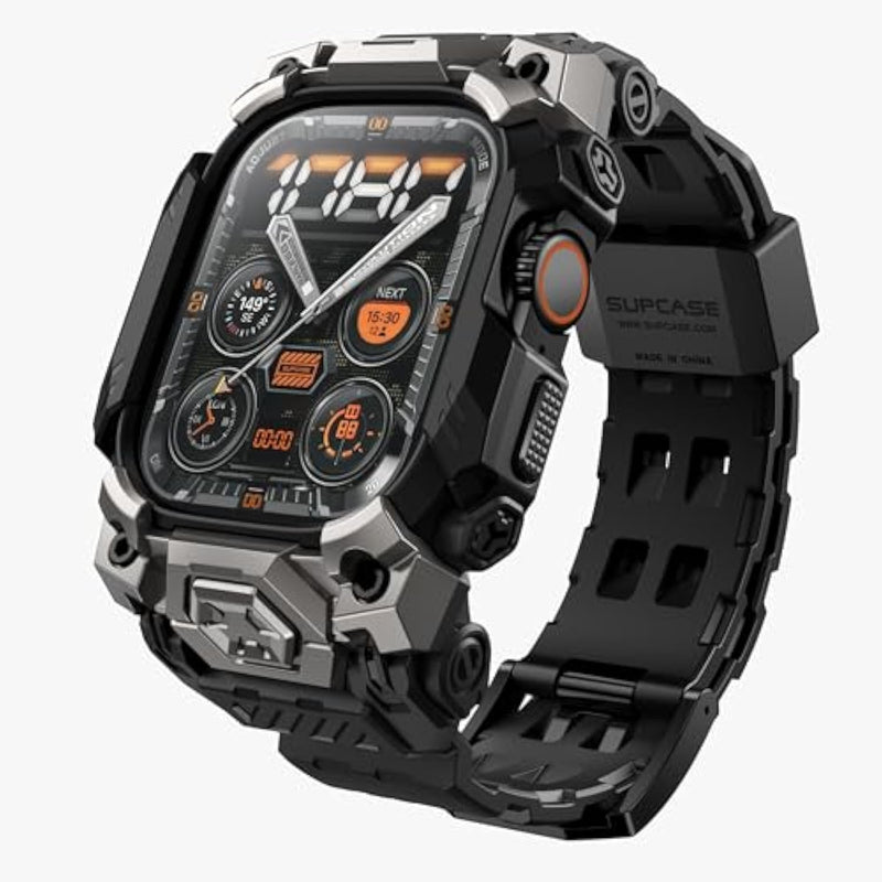 SUPCASE for Apple Watch Ultra 2/1 49mm Case with Band 2024/2023/2022 (Unicorn Beetle Ore), [Anti-Scratch] [Military-Grade Protection] Rugged Sport Men Bumper Case with Adjustable Strap Band, Black