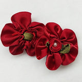 40Pcs Satin Ribbon Flower Bows Rose Craft Wedding Sewing Appliques Pol