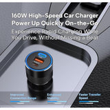 160W Car Charger With 100W E-Mark Cable - Multiport (2 Usb-C & 1 Usb-A) Super Fast Charging, Compatible With Iphone 15/14/13/12, Samsung S24/S23/S22, Ipad, Macbook, Windows Laptops & More