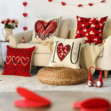 I Love U Xoxo Valentine Hearts Throw Pillow Covers, 20 X 20 Inch Love Wedding Cushion Case Decoration For Sofa Couch Set Of 4
