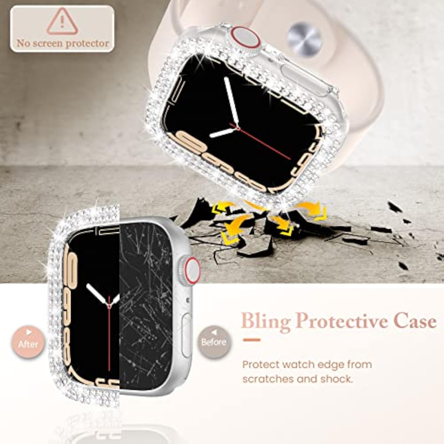 4-Pack Bling Case for Apple Watch 44mm SE/Series 6/5/4 - Waterproof Protection and Style