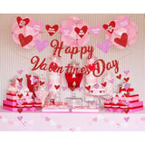 Happy Valentines Day Banner, Red Glittery Valentines Day Party Decorat